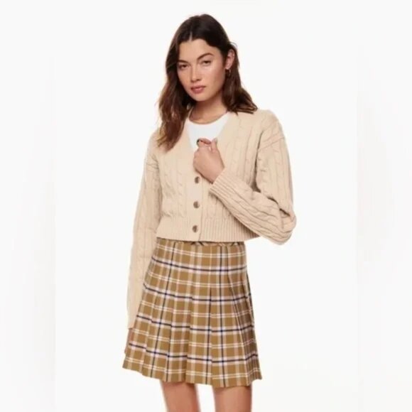 Sunday Best by Aritzia Cooper Cable Knit Cropped Cardigan Cream Women's XS - Picture 12 of 12